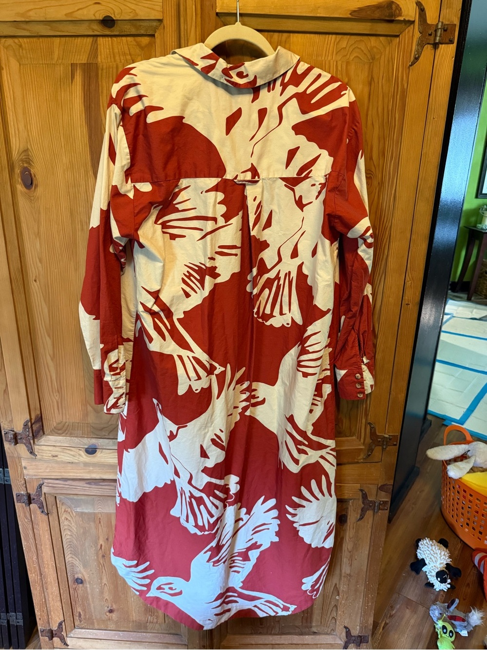 Maeve Bird Print Button-Up Maxi Dress - Picture 3 of 6